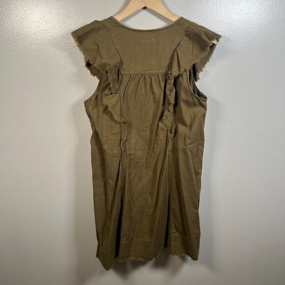 Anthropologie Pilcro Flutter-Sleeve Buttondown Tunic Dress Size Medium Green - Picture 3 of 10